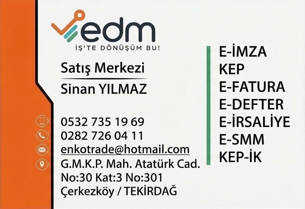Sinan Yılmaz EDM Satış Merkezi Kartvizit